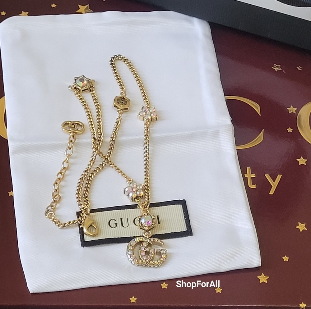 Gucci Gold Necklace with Crystal Details - Picture 11 of 12